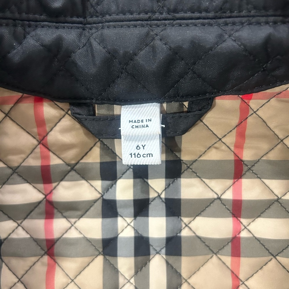 Burberry Black Quilted Jacket with Plaid Lining